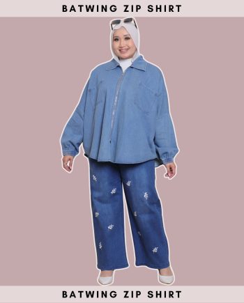 Batwing Zip Denim Shirt