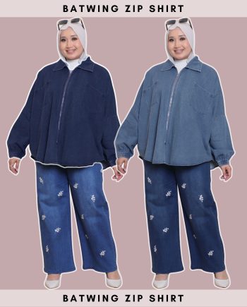 Batwing Zip Denim Shirt